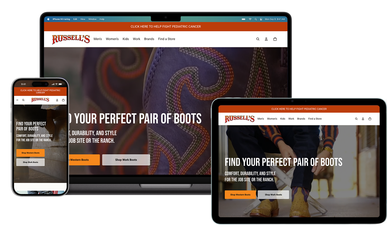 Responsive Design showcase of website on phone tablet and laptop