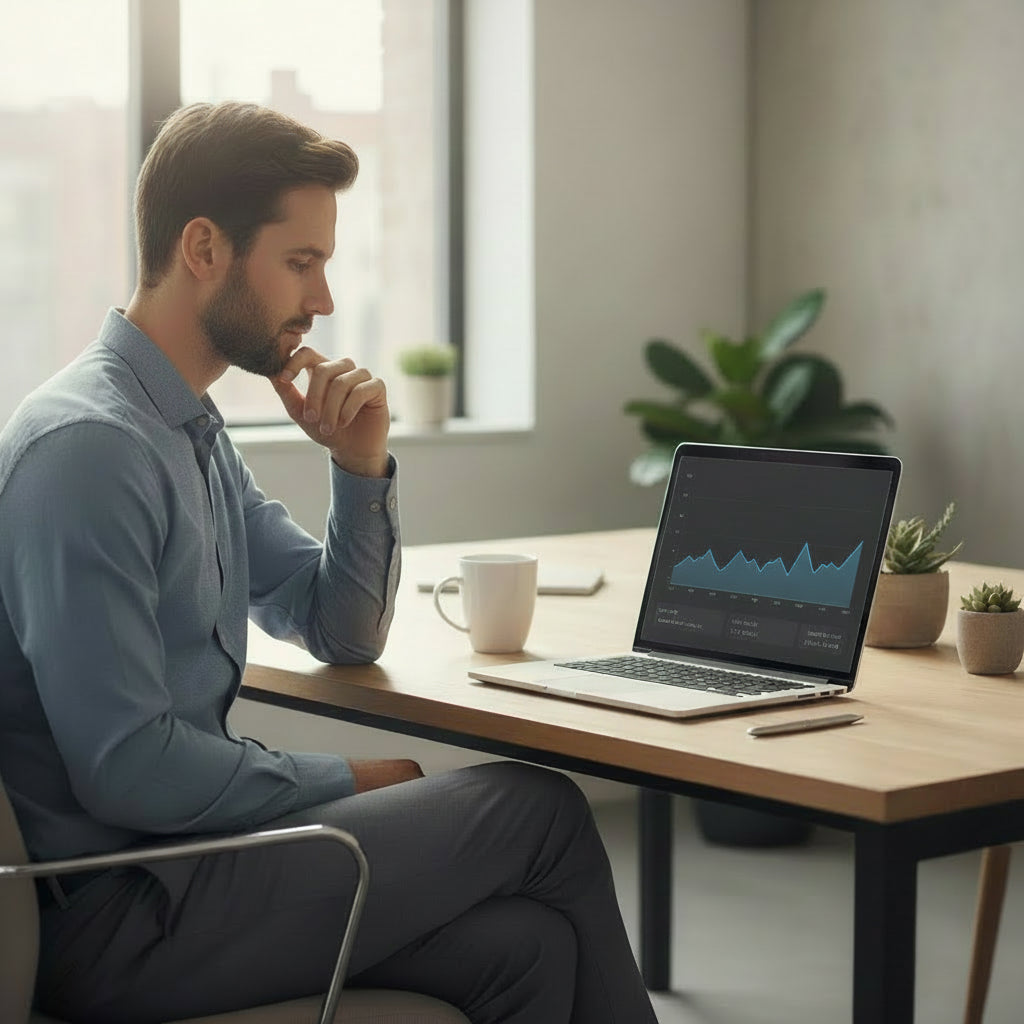 Shopify Shop Owner watching his stores growth slowly climbing and being displaesed.