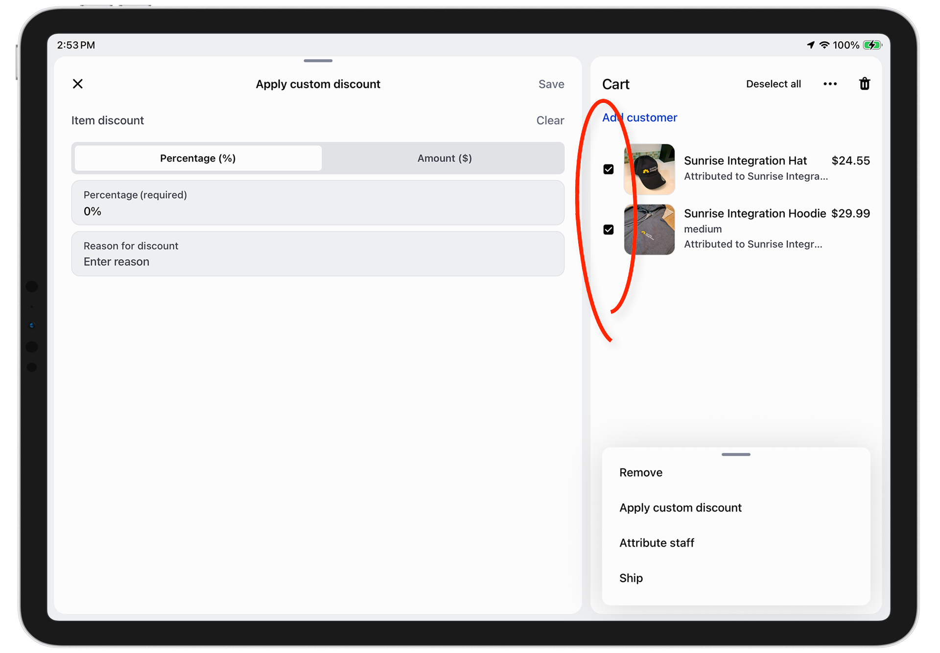 Multi-select products in the shopping cart with Shopify POS 11.0