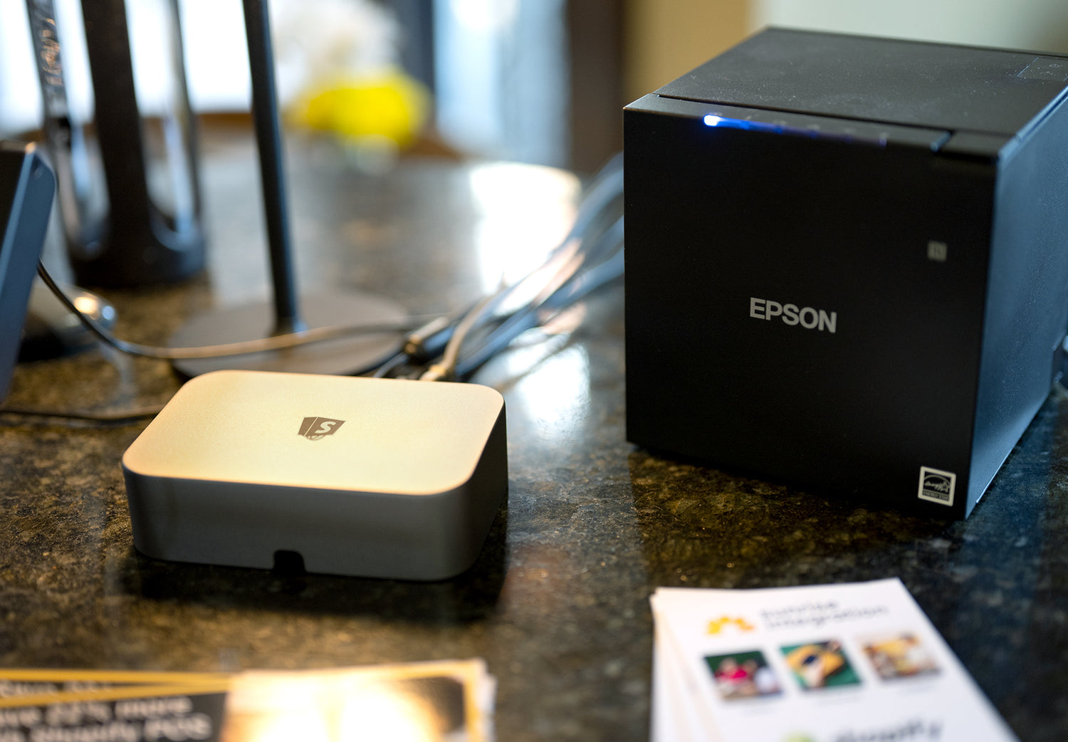 The new Shopify POS Hub connected to the receipt printer