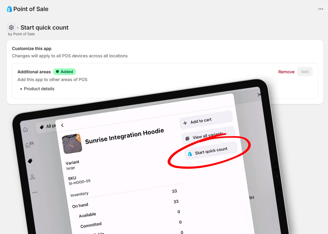Activate the Shopify POS extension to start counting inventory