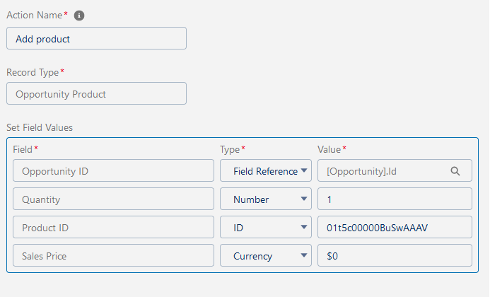 sfdc add product form