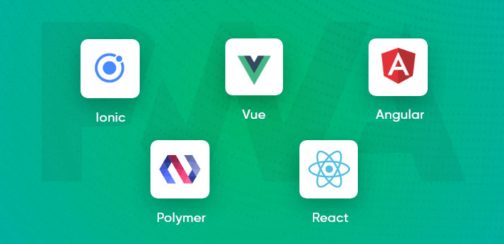 A progressive web app can be developed with React.js, Vue.js, Angular, Ionic and more