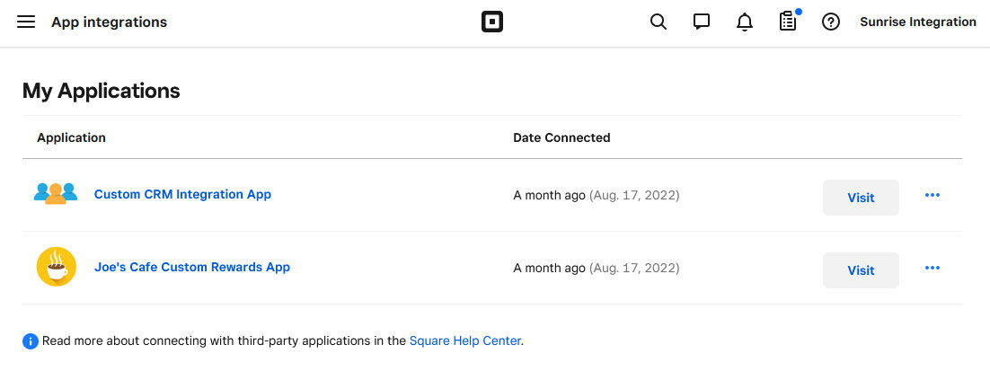 Square features an API for custom app development