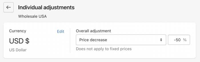 Creating custom price lists in Shopify B2B