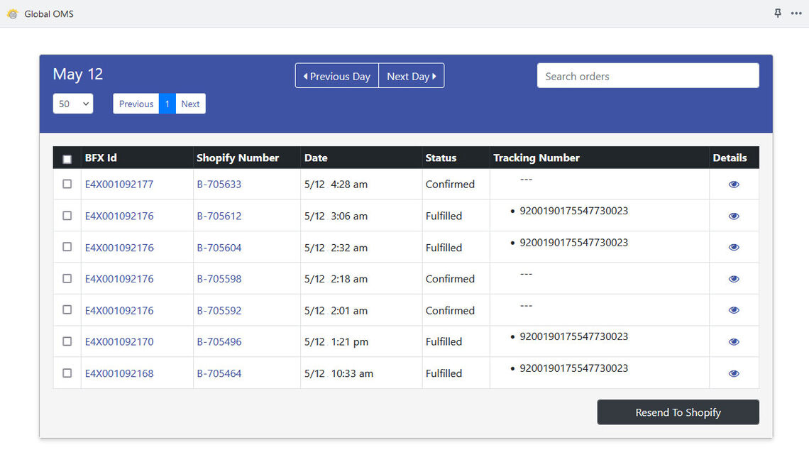 The Global OMS Shopify App developed by Sunrise Integration for Pitney Bowes Borderfree