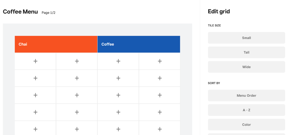 Create a custom layout on your Square POS by editing the grid