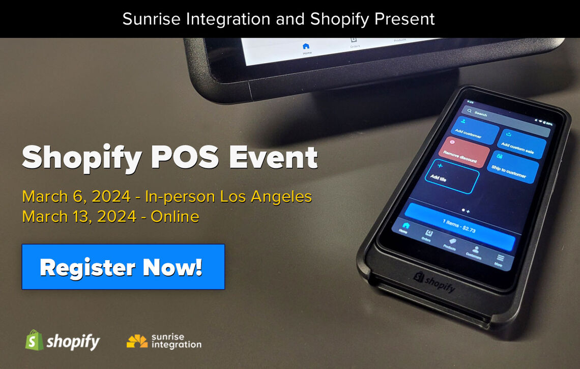 Live Shopify POS Event and Workshop hosted by Sunrise Integration