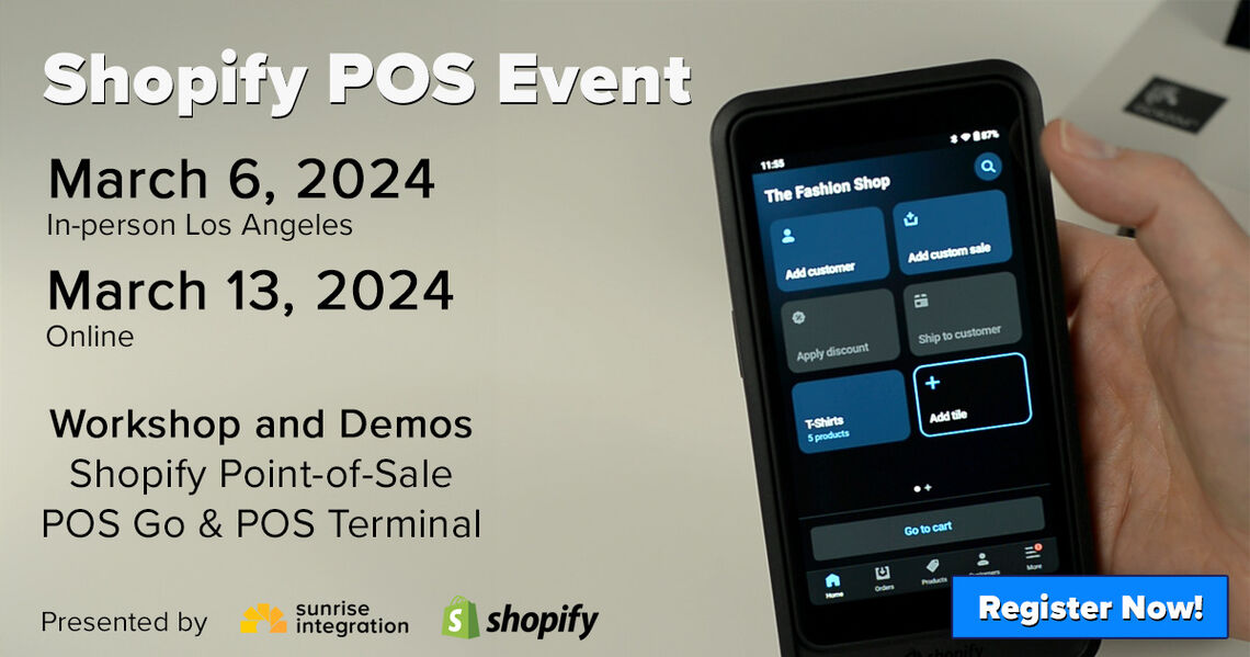 Live Shopify POS event hosted by Sunrise Integration