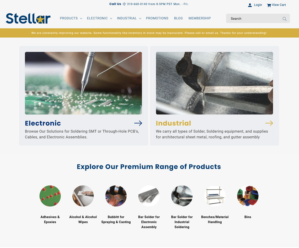 Sunrise Integration design team created a new site for Stellar Technical